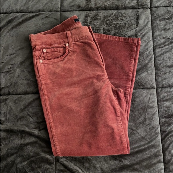 NWOT 7 For All Mankind Cropped Boot Corduroy Whiskey Auburn Pants Size 32 - Picture 4 of 10
